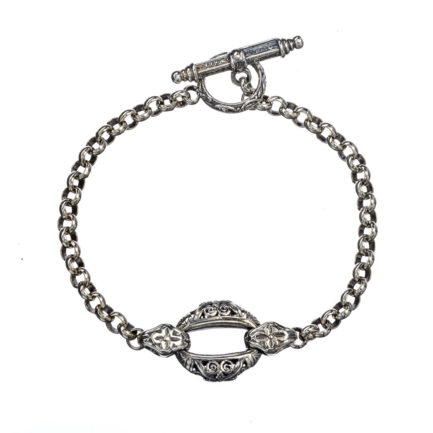 Byzantine Circles Chain Link Bracelet in Sterling Silver 925
