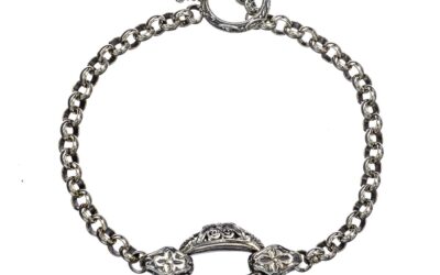 Byzantine Circle Link Chain Bracelet in Sterling Silver 925