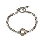 Byzantine Circle Link Chain Bracelet in Sterling Silver and 18k Gold