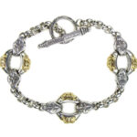 Byzantine Circles Link Chain Bracelet in 18K Gold and Silver