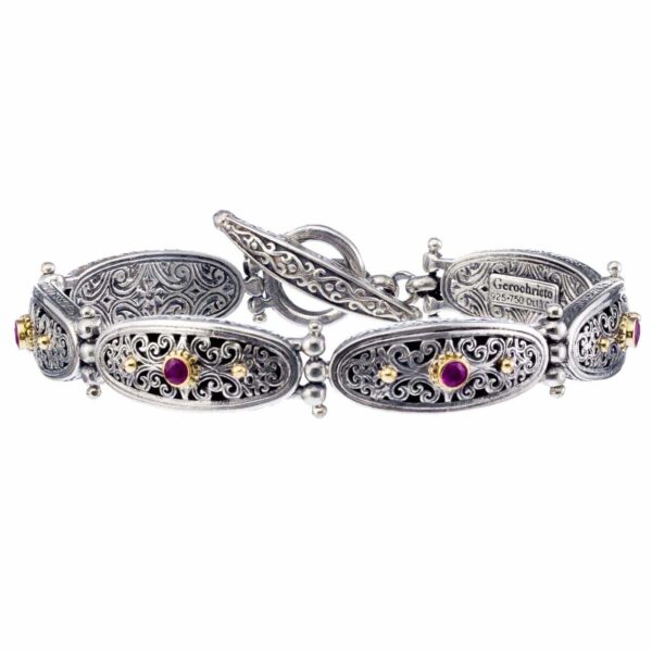 Byzantine Oval link Bracelet with Rubies 6414