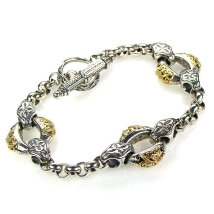 Byzantine Circles Link Chain Bracelet in 18K Gold and Silver