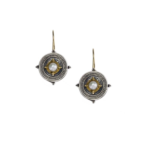 Round Earrings in k18 Yellow Gold and Silver 925