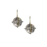 Round Earrings in k18 Yellow Gold and Silver 925