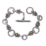 Ruby Link Bracelet 18k Gold and Sterling Silver 6157