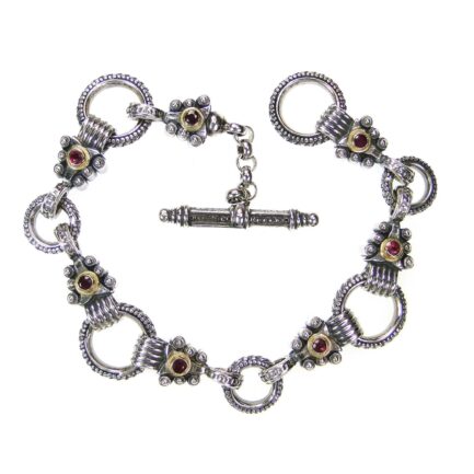 Ruby Link Bracelet 18k Gold and Sterling Silver 6157