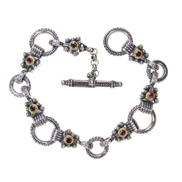 Ruby Link Bracelet 18k Gold and Sterling Silver 6157