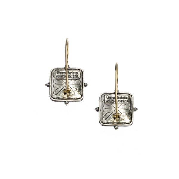 Square Earrings in k18 Yellow Gold and Silver 925