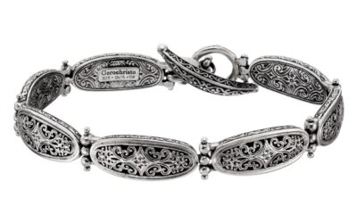 Βyzantine Filigree Oval Link Bracelet silver-6416