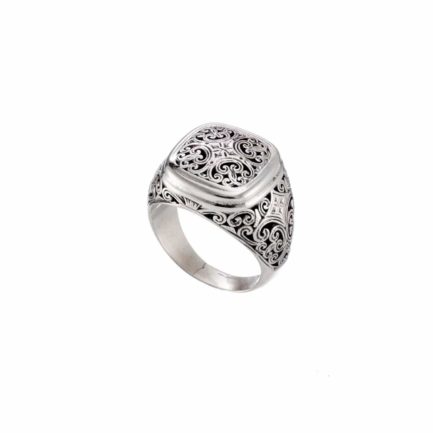 Filigree Square Shape Byzantine Cross Ring and Sterling Silver 925
