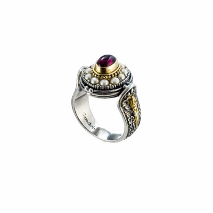 Oval Byzantine Ring 18k Yellow Gold in Sterling Silver 925
