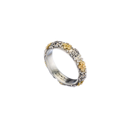 Flower Band Ring 4mm for Men’s Yellow Gold k18 and Sterling Silver 925
