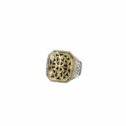 Byzantine Cross Ring for Women’s 18k Yellow Gold and Silver 925