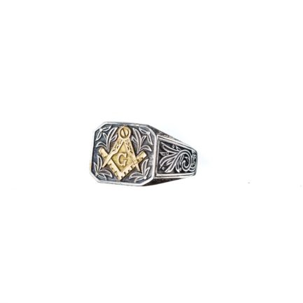 Masonic Knight Templar Ring 18k Yellow Gold in Sterling Silver 925