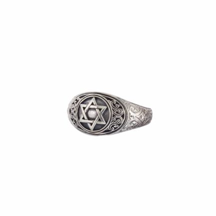 Star of David for Men’s Band Ring in Sterling Silver 925