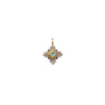 Byzantine Cross Pendant Garnet 18k Yellow Gold and Sterling Silver 925