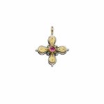 Byzantine Cross Pendant 18k Yellow Gold and Sterling Silver 925