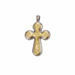Byzantine Cross Pendant 18k Yellow Gold and Sterling Silver 925
