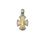 Maltese Men’s Cross Pendant 18k Yellow Gold and Sterling Silver 925