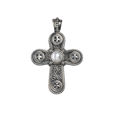 Byzantine Cross Pendant for Men’s Pearl in Sterling Silver 925