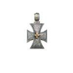 Maltese Men’s Cross Pendant 18k Yellow Gold and Sterling Silver 925