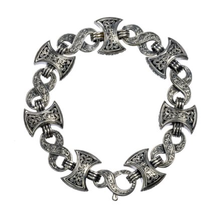 Double Axe Men’s Link Bracelet in Sterling Silver 925