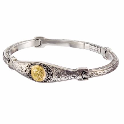 Athena Coin Bangle Bracelet Yellow Gold K18 and Sterling Silver 925