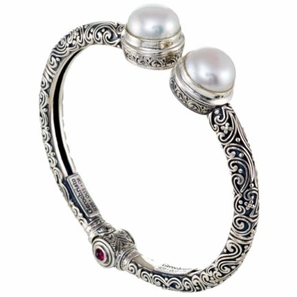 Freshwater Pearls Cuff Bracelet for Women’s in Sterling Silver 925