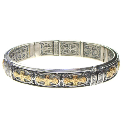 Cross Byzantine Bracelet in k18 Gold and Silver 6050