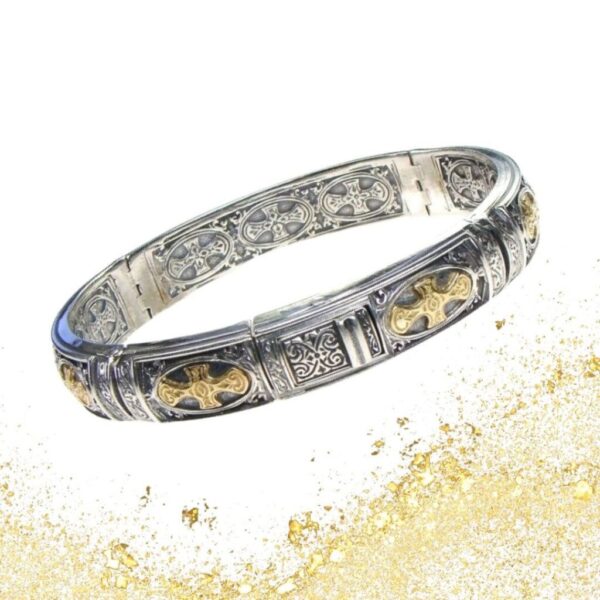 Cross Byzantine Bracelet in k18 Gold and Silver 6050c