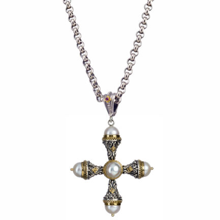 Cultured Pearl Cross Necklace
