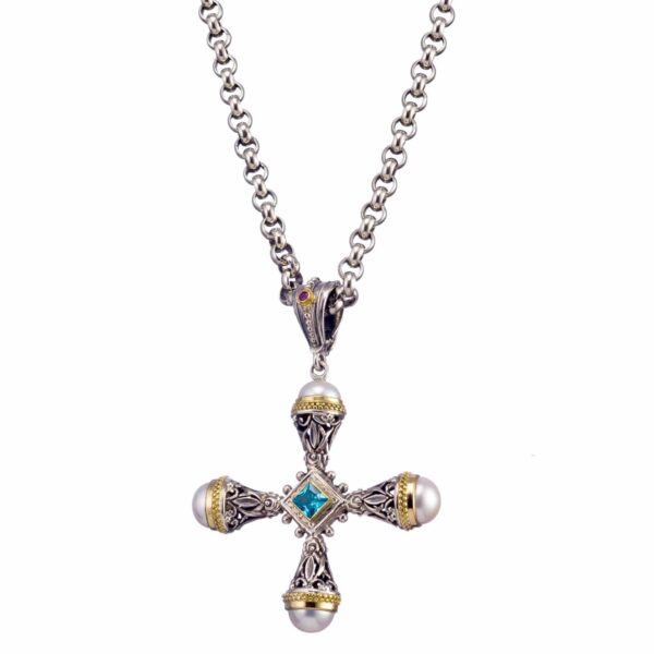 Cultured Pearl Cross Necklace
