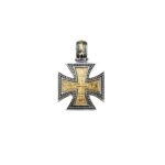 Maltese Men’s Cross Pendant 18k Gold and Silver 925