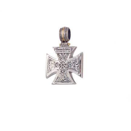 Maltese Men’s Cross Pendant 18k Gold and Silver 925