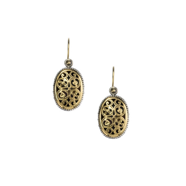 Medium Oval Earrings in Yellow Gold and Sterling Silver 925