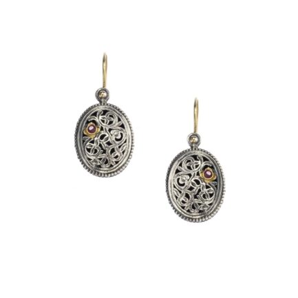 Medium Oval Earrings in k18 Yellow Gold and Sterling Silver 925