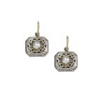 Polygon Handmade Earrings in k18 Yellow Gold and Sterling Silver