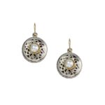 Round Handmade Earrings in k18 Yellow Gold and Sterling Silver 925