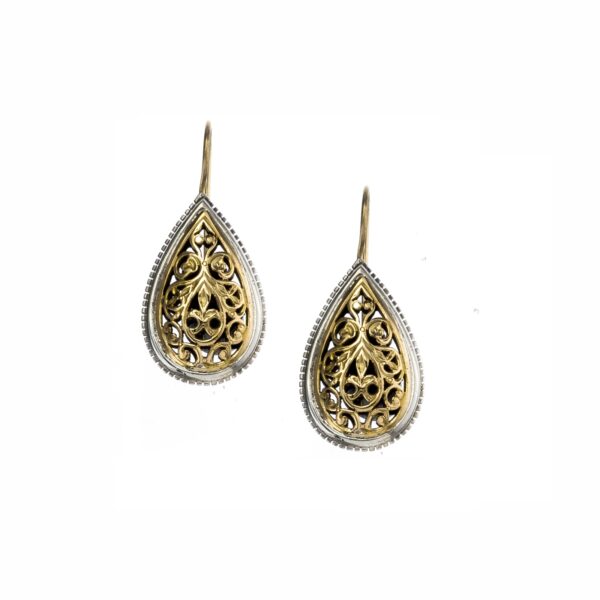 Tear Earrings in k18 Yellow Gold and Silver 925