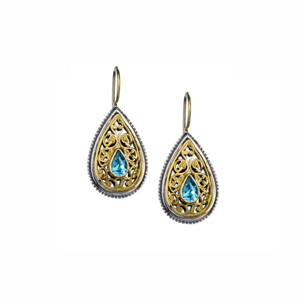 Tear Earrings in k18 Yellow Gold and Silver 925