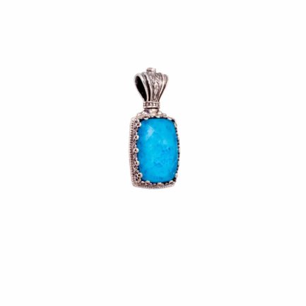Rectangular Color Pendant in Sterling Silver 925