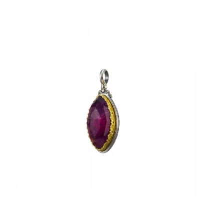 Navette Pendant in Sterling Silver 925 with Gold plated parts