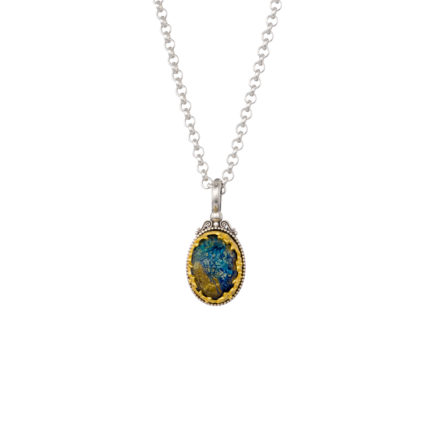 Oval Pendant in Sterling Silver 925 with Gold plated parts