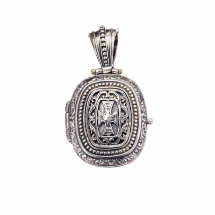 Byzantine Locket Pendant with Cross in Sterling silver 925