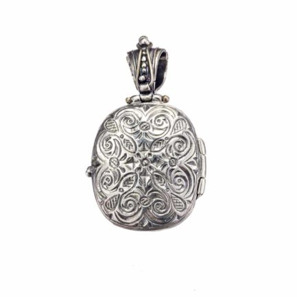 Byzantine Locket Pendant with Cross in Sterling silver 925