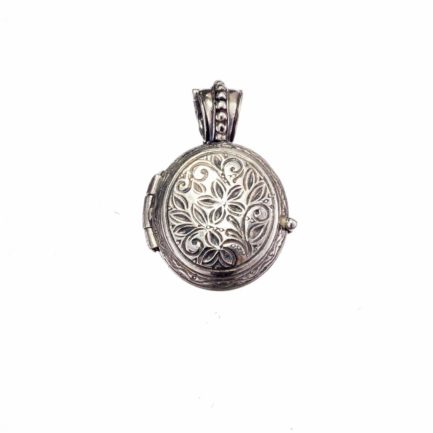 Locket Byzantine Oval Pendant Engraved Sterling silver 925