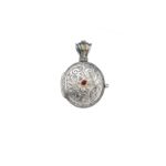 Oval Locket Pendant Small Photo Ruby Byzantine 18k Yellow Gold and Silver 925