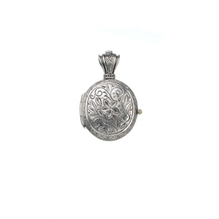 Locket Byzantine Oval Pendant Engraved Sterling silver 925