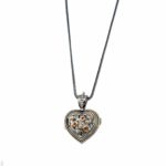 Heart Locket Medium Pendant Filigree Flower Photo Remembrance