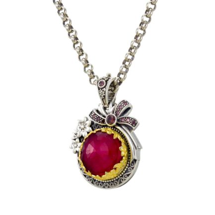 Round Color Pendant in Sterling Silver 925 with Gold plated parts